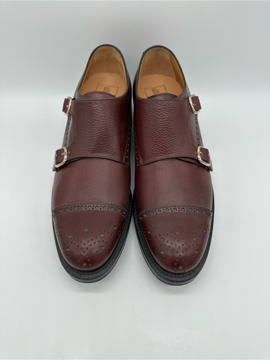O’Keefe Other - Men's Double Monk Strap Leather Dress Shoes in Burgundy